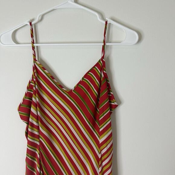 Diane Von Furstenberg Whiston Lipstick Slip-on Silk Dress 2 Striped Red Maxi - Picture 6 of 11
